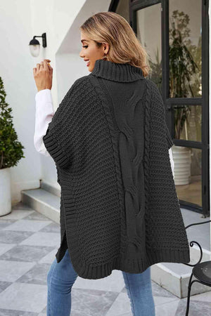 Winter Shield Turtleneck Oversized Short Sleeve Sweater - MXSTUDIO.COM