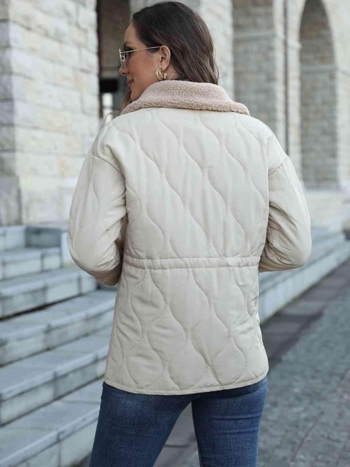 Winter Snug Snap Down Fleece Lined Jacket - MXSTUDIO.COM