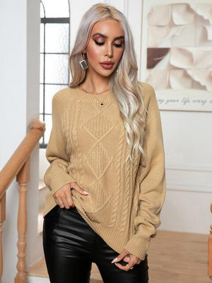 Winter Style Long Sleeve Cable-Knit Sweater - MXSTUDIO.COM