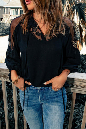 With Ease and Grace Mesh Balloon Sleeve Blouse - MXSTUDIO.COM