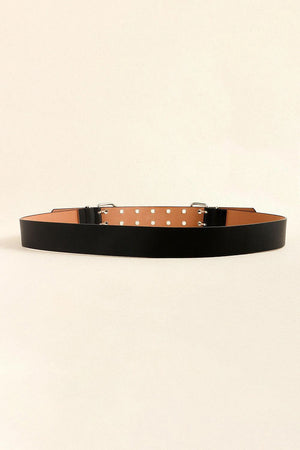 Women's Black PU Leather Double Eyelet Belt - MXSTUDIO.COM