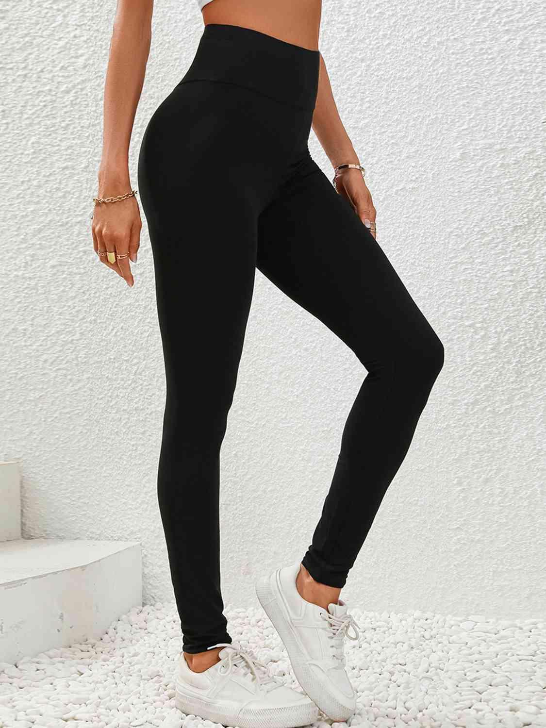 Women's Black Wide Waistband Leggings - MXSTUDIO.COM