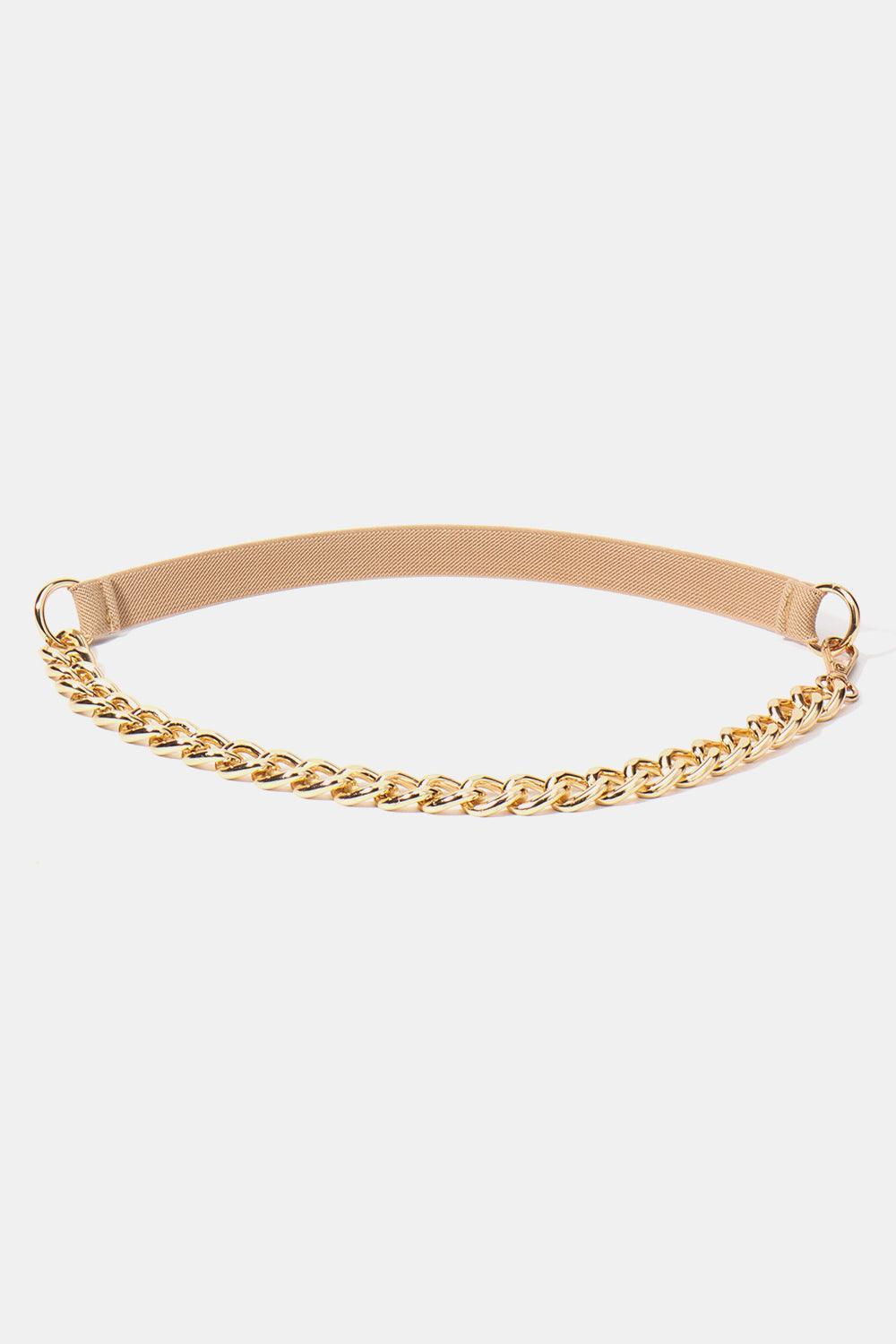 Women's Half Alloy Chain Waist Elastic Belt - MXSTUDIO.COM