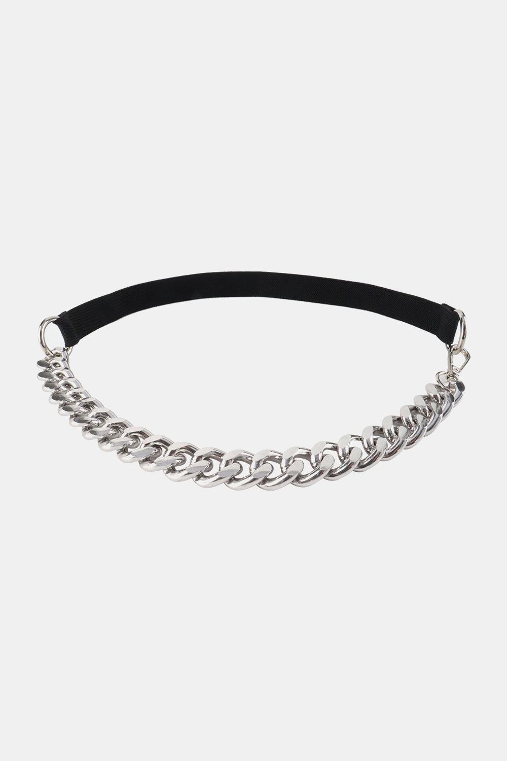 Women's Half Alloy Chain Waist Elastic Belt - MXSTUDIO.COM