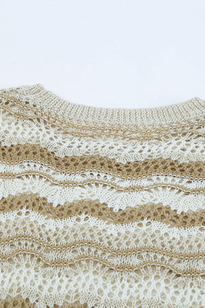 Wonderful Stripe Openwork Knit Top - MXSTUDIO.COM