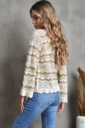Wonderful Stripe Openwork Knit Top - MXSTUDIO.COM
