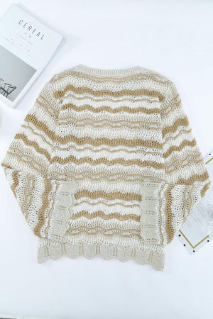 Wonderful Stripe Openwork Knit Top - MXSTUDIO.COM