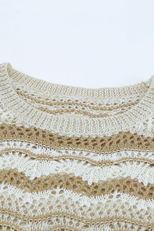 Wonderful Stripe Openwork Knit Top - MXSTUDIO.COM
