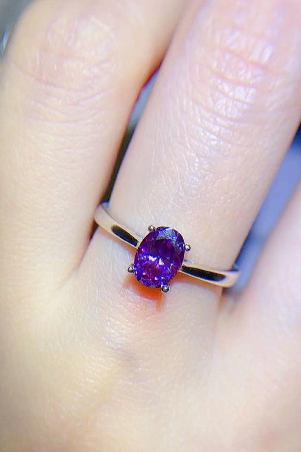Wow Me Platinum-Plated 1 Carat Purple Moissanite Ring - MXSTUDIO.COM