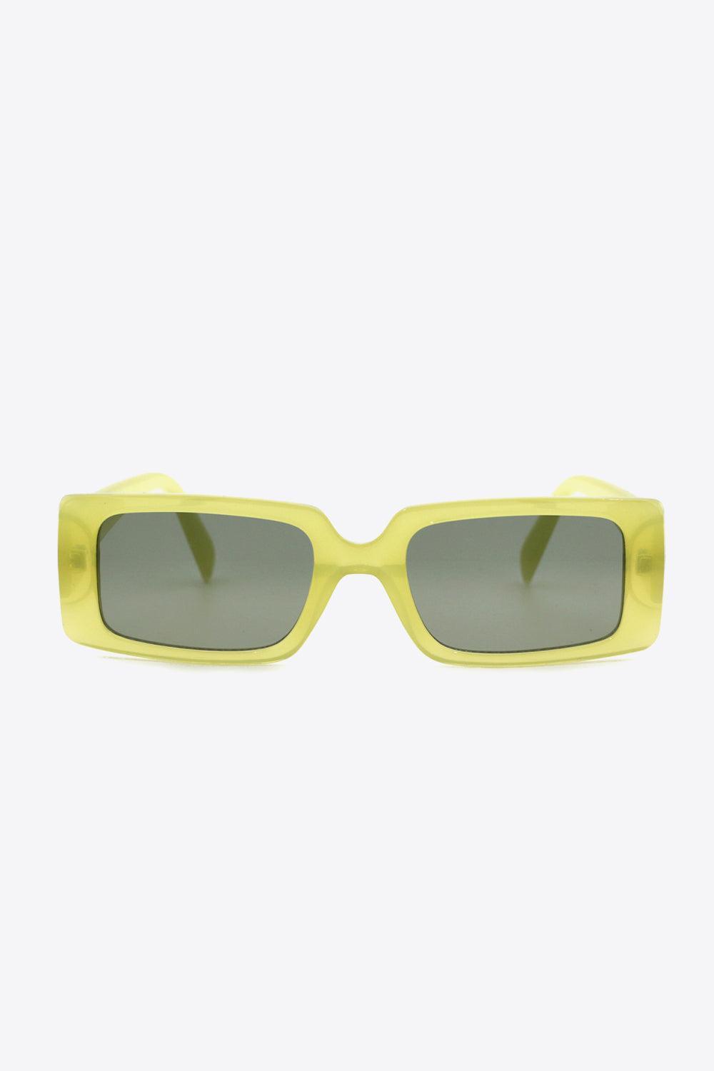 Yellow Green Frame Rectangle Polycarbonate Sunglasses - MXSTUDIO.COM