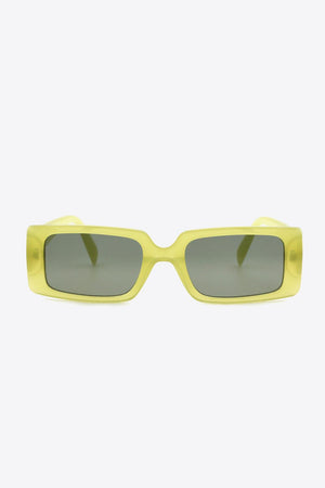 Yellow Green Frame Rectangle Polycarbonate Sunglasses - MXSTUDIO.COM