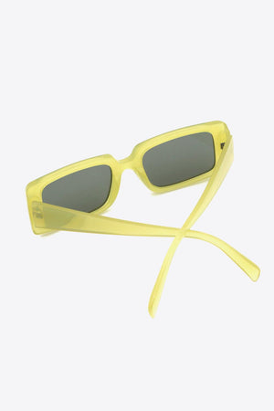 Yellow Green Frame Rectangle Polycarbonate Sunglasses - MXSTUDIO.COM