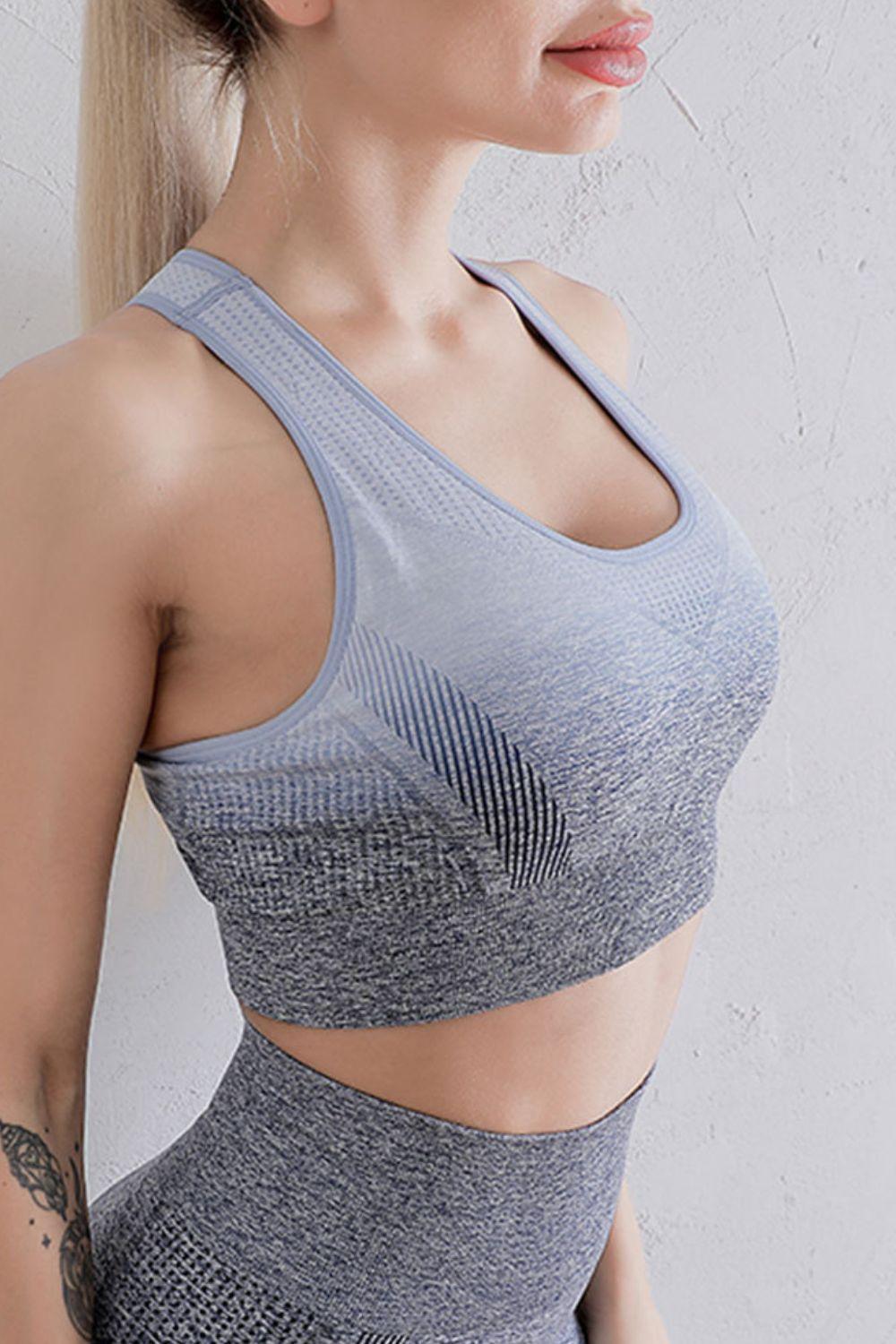Yoga Essential Gradient Scoop Neck Sports Bra - MXSTUDIO.COM