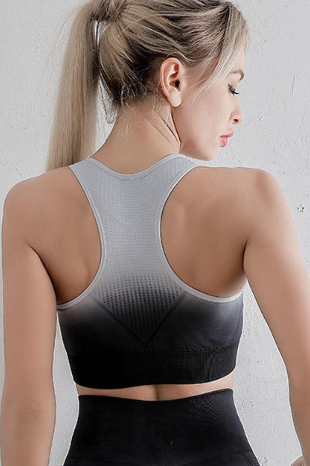 Yoga Essential Gradient Scoop Neck Sports Bra - MXSTUDIO.COM