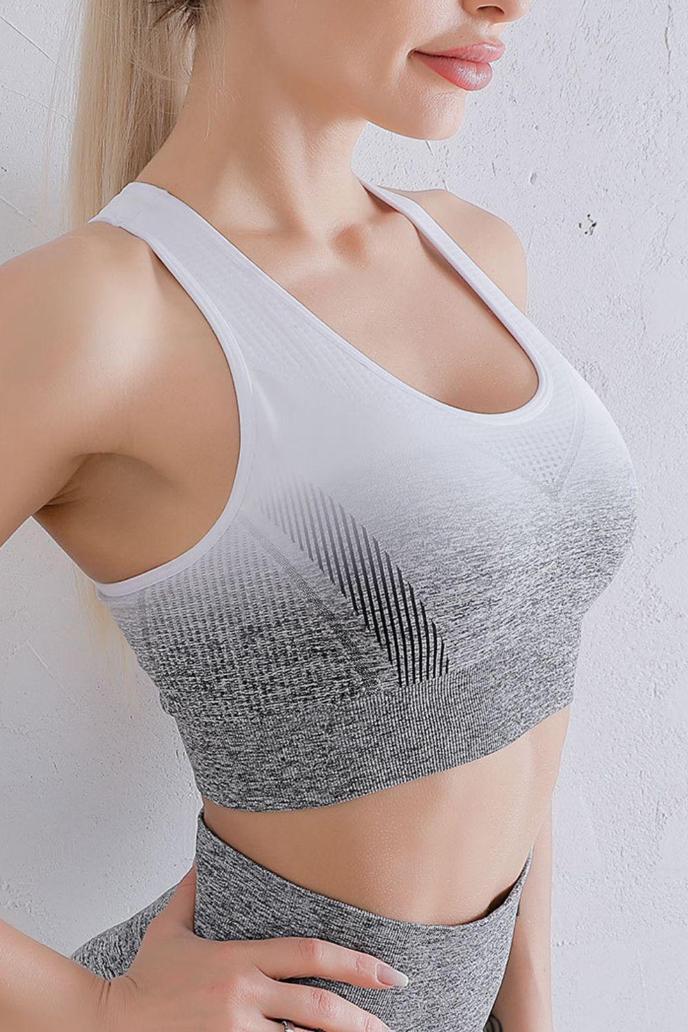 Yoga Essential Gradient Scoop Neck Sports Bra - MXSTUDIO.COM
