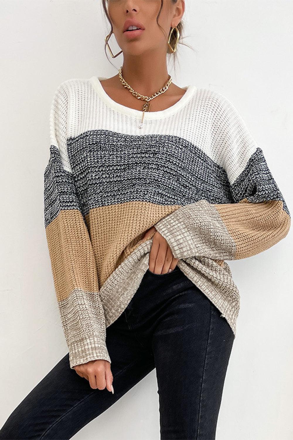 Youthful Long Sleeve Striped Pullover Sweater - MXSTUDIO.COM