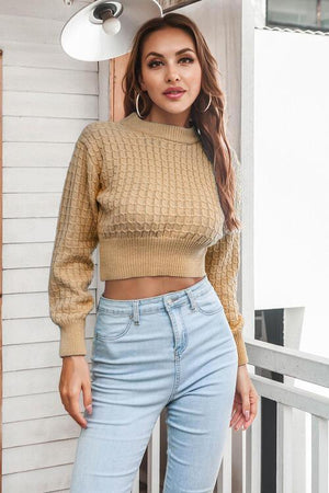 Youthful Warmth Long Sleeve Crop Knit Sweater-MXSTUDIO.COM