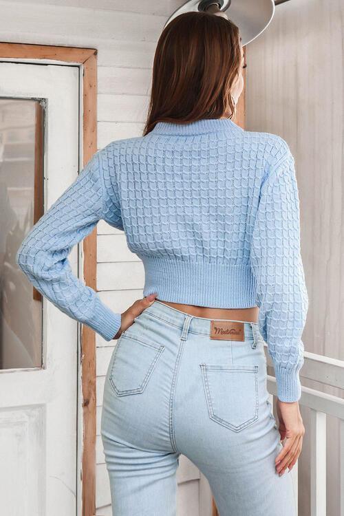 Youthful Warmth Long Sleeve Crop Knit Sweater-MXSTUDIO.COM