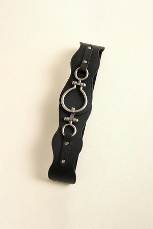 Zinc Alloy Buckle Black Leather Belt - MXSTUDIO.COM