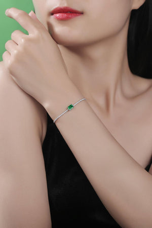 Zircon Accent 1 Carat Lab-Grown Green Emerald Bracelet - MXSTUDIO.COM