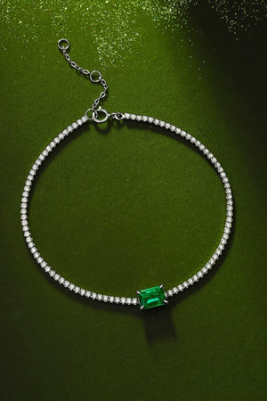 Zircon Accent 1 Carat Lab-Grown Green Emerald Bracelet - MXSTUDIO.COM