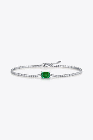 Zircon Accent 1 Carat Lab-Grown Green Emerald Bracelet - MXSTUDIO.COM