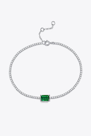 Zircon Accent 1 Carat Lab-Grown Green Emerald Bracelet - MXSTUDIO.COM