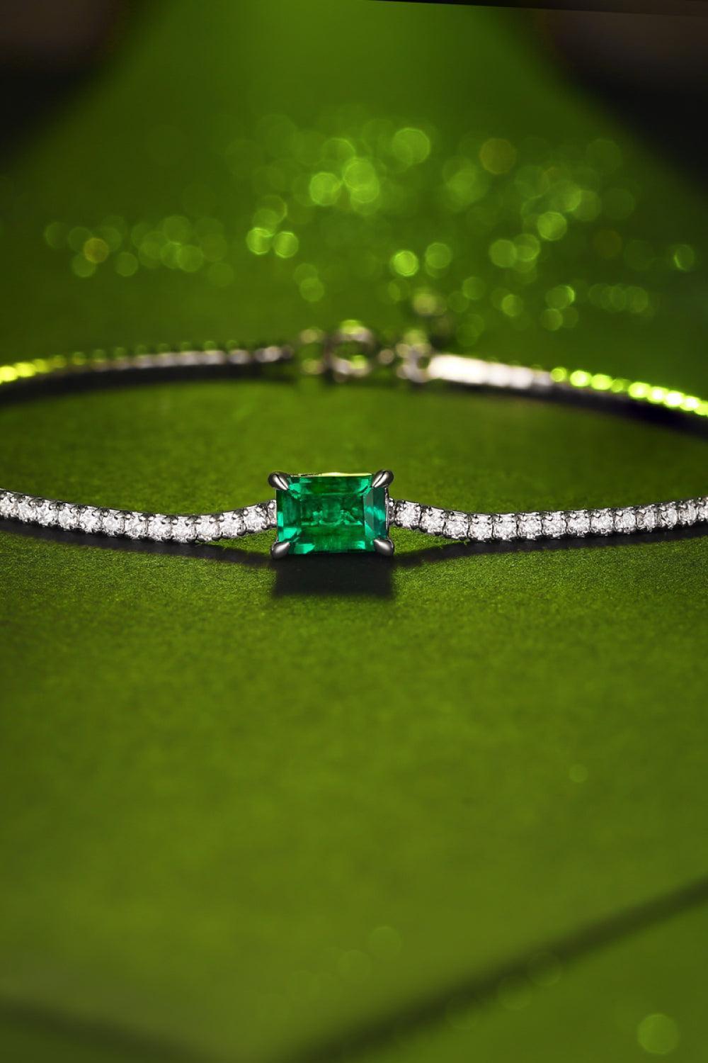 Zircon Accent 1 Carat Lab-Grown Green Emerald Bracelet - MXSTUDIO.COM