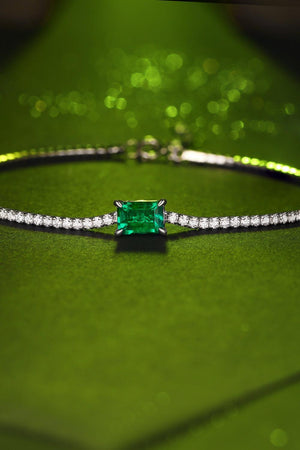 Zircon Accent 1 Carat Lab-Grown Green Emerald Bracelet - MXSTUDIO.COM