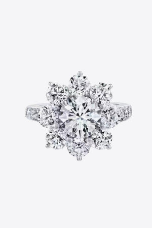 Zircon Accent Flower Shape 1 Carat Moissanite Ring - MXSTUDIO.COM