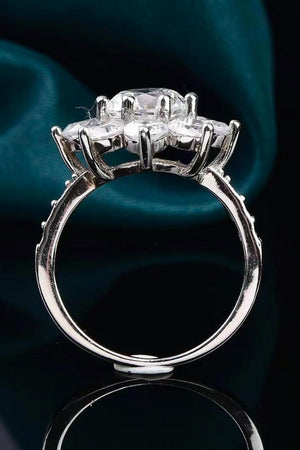 Zircon Accent Flower Shape 1 Carat Moissanite Ring - MXSTUDIO.COM