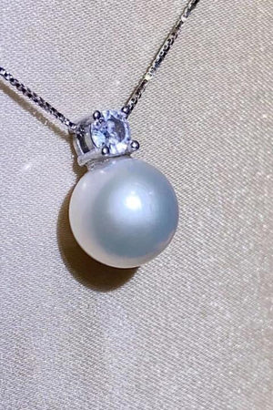 Zircon Accent Freshwater Pearl Pendant Necklace-MXSTUDIO.COM