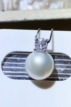 Zircon Accent Freshwater Pearl Pendant Necklace-MXSTUDIO.COM