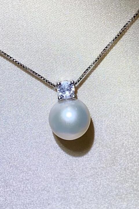 Zircon Accent Freshwater Pearl Pendant Necklace-MXSTUDIO.COM