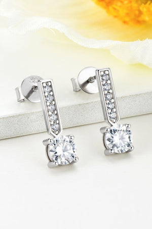 Zircon Accents 1 Carat Moissanite Drop Earrings - MXSTUDIO.COM