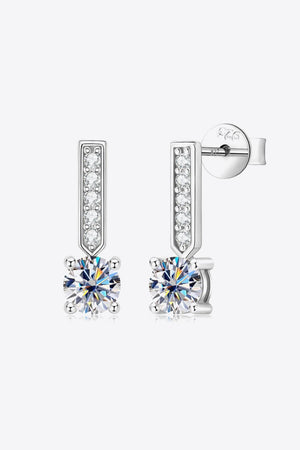 Zircon Accents 1 Carat Moissanite Drop Earrings - MXSTUDIO.COM