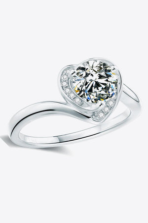 Zircon Accents 1 Carat Moissanite Heart Ring - MXSTUDIO.COM
