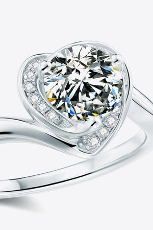 Zircon Accents 1 Carat Moissanite Heart Ring - MXSTUDIO.COM