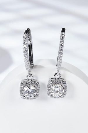 Zircon Accents 1 Carat Moissanite Huggie Drop Earrings - MXSTUDIO.COM