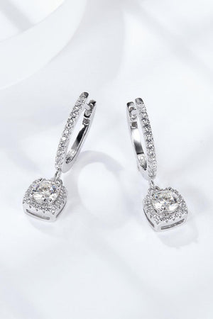 Zircon Accents 1 Carat Moissanite Huggie Drop Earrings - MXSTUDIO.COM