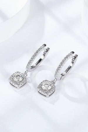Zircon Accents 1 Carat Moissanite Huggie Drop Earrings - MXSTUDIO.COM