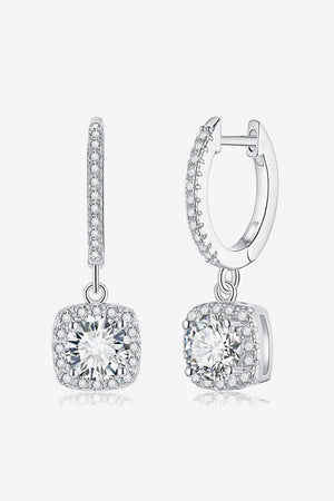 Zircon Accents 1 Carat Moissanite Huggie Drop Earrings - MXSTUDIO.COM