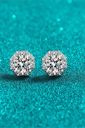 Zircon Encrusted 2 Carat Moissanite Stud Earrings - MXSTUDIO.COM