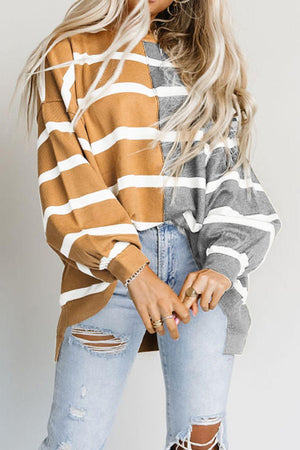 Fashion Meets Comfort Striped Drop Shoulder Top - MXSTUDIO.COM