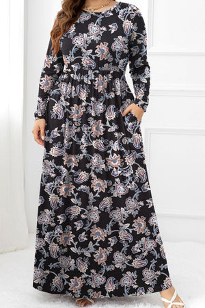 Dashing Plus Size Long Sleeve Maxi Dress - MXSTUDIO.COM