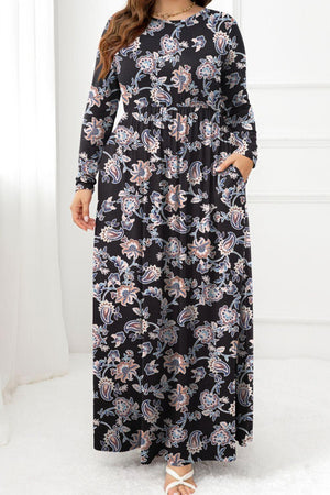 Dashing Plus Size Long Sleeve Maxi Dress - MXSTUDIO.COM