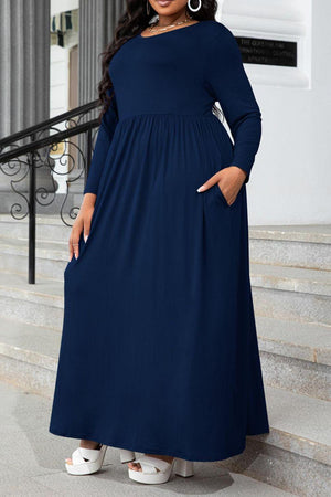 Dashing Plus Size Long Sleeve Maxi Dress - MXSTUDIO.COM