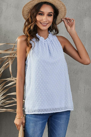 Casual Beauty Swiss Dot Round Neck Tank Top - MXSTUDIO.COM