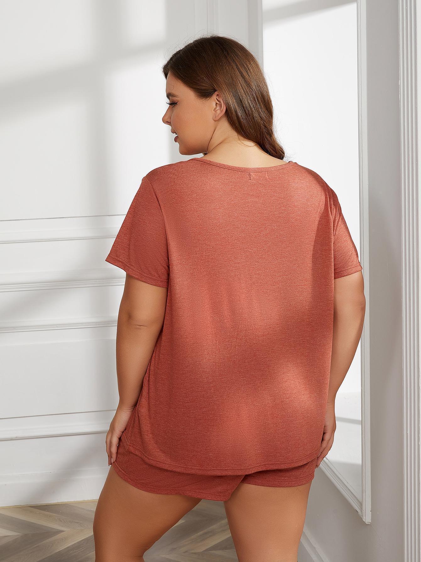 Easygoing Plus Size Short Sleeve Loungewear Set - MXSTUDIO.COM