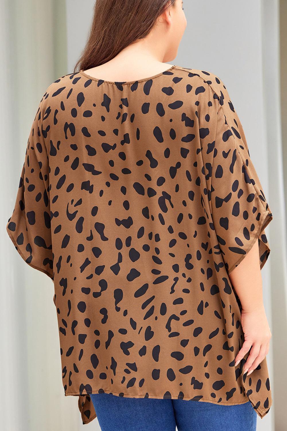 Enchanting Handkerchief Hem Plus Size Animal Print Blouse - MXSTUDIO.COM